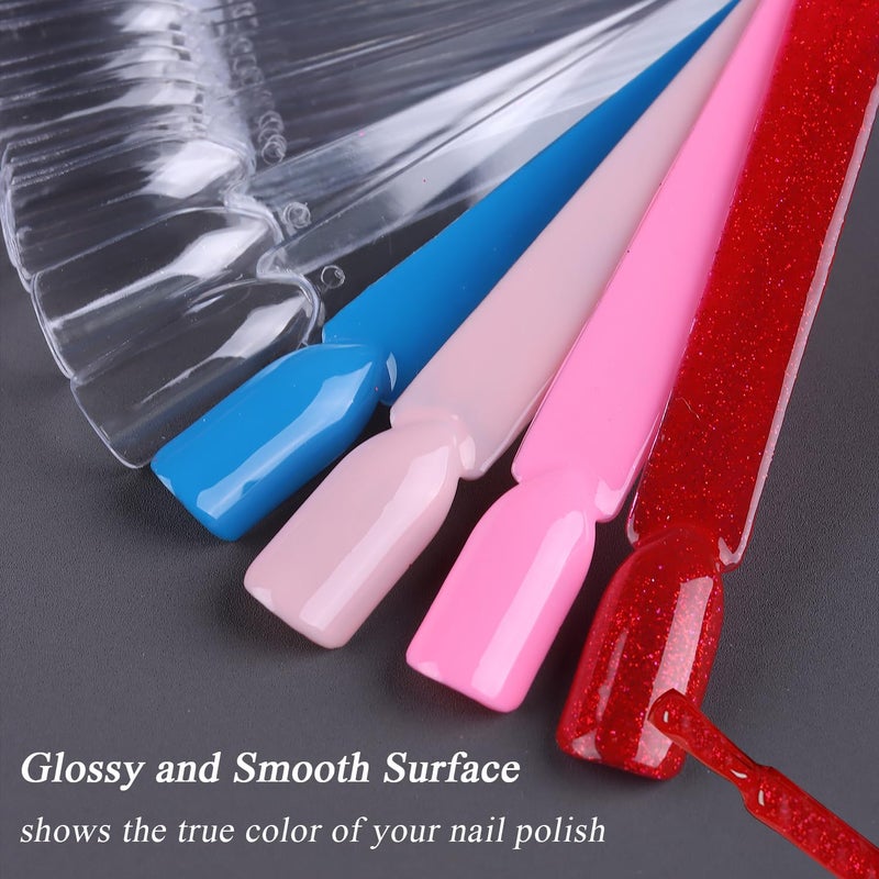 furtherpretty Clear Nail Swatch Sticks with Number Stickers, 50 Pcs Squoval Nail Sample Swatches for Gel Polish Color Display Practice Nails muestrario de colores para uñas Manicure Supplies - Image 3